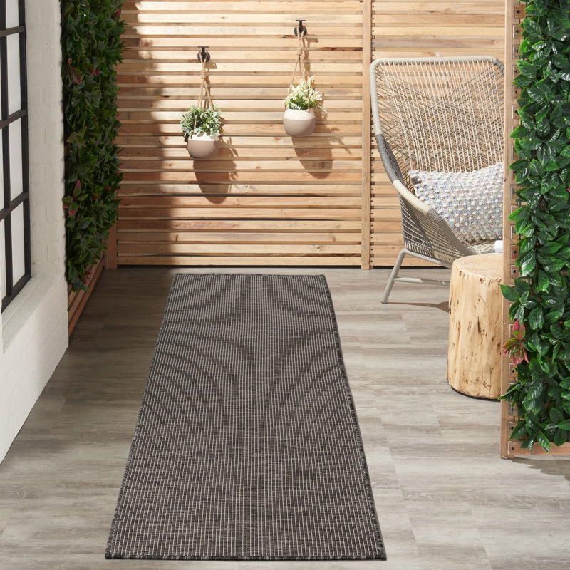 Lillehammer Solid Indoor/Outdoor Area Rug, Runner 2'2" x 8', Charcoal
