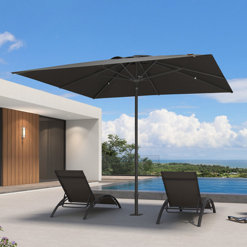 Parasol de table semi-automatique pour l'extérieur, Gray, L 120 po x P 120 po