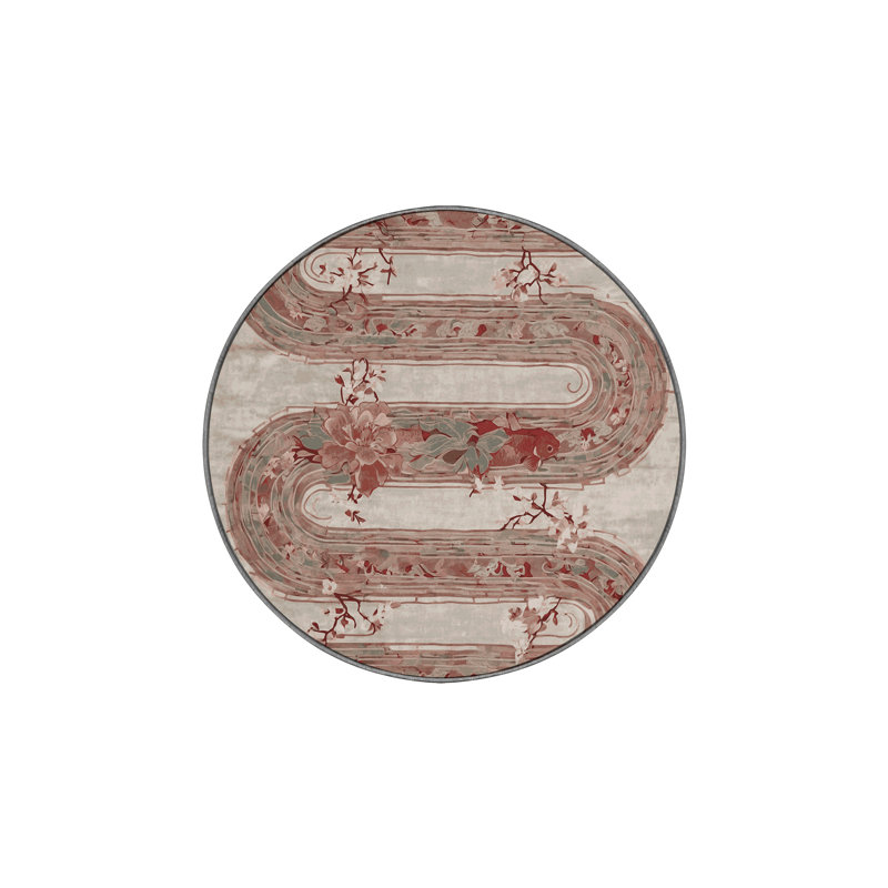 Machine Washable Brown Area Rug, Round 3'