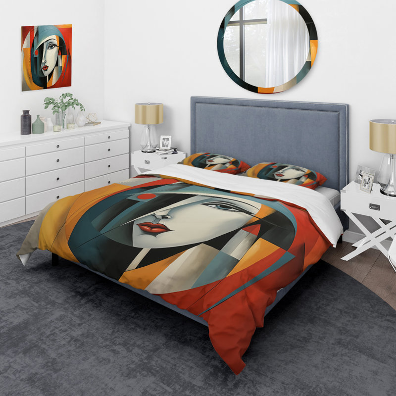 Ensemble de housse de couette en microfibre / polyester Cubism, Housse de couette pour très grand lit et 2 très