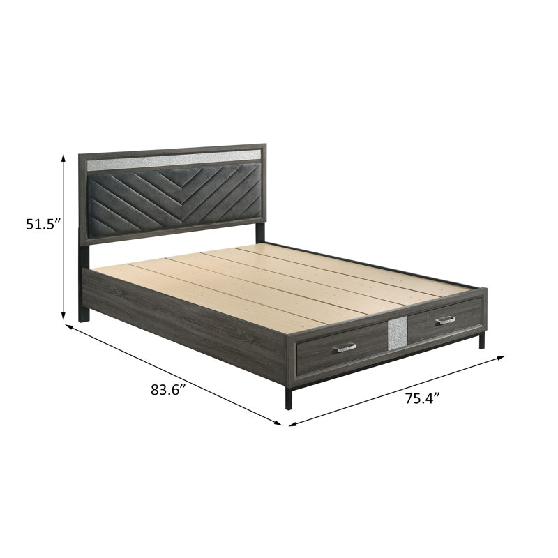 E.King Bed, Gray, King