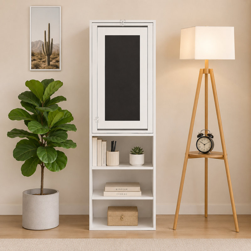 Bureau de bureau mural pliable avec tableau noir et tablette latérale pliable, Grey