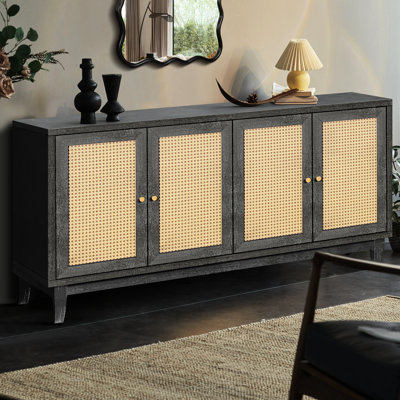 Panneaux de grain fabriqués à la main, buffet Buffet avec 4 portes, armoire de rangement moderne avec tablettes réglables pour le salon