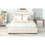 Grand lit plateforme tapissier avec gigogne simple et deux tiroirs, beige