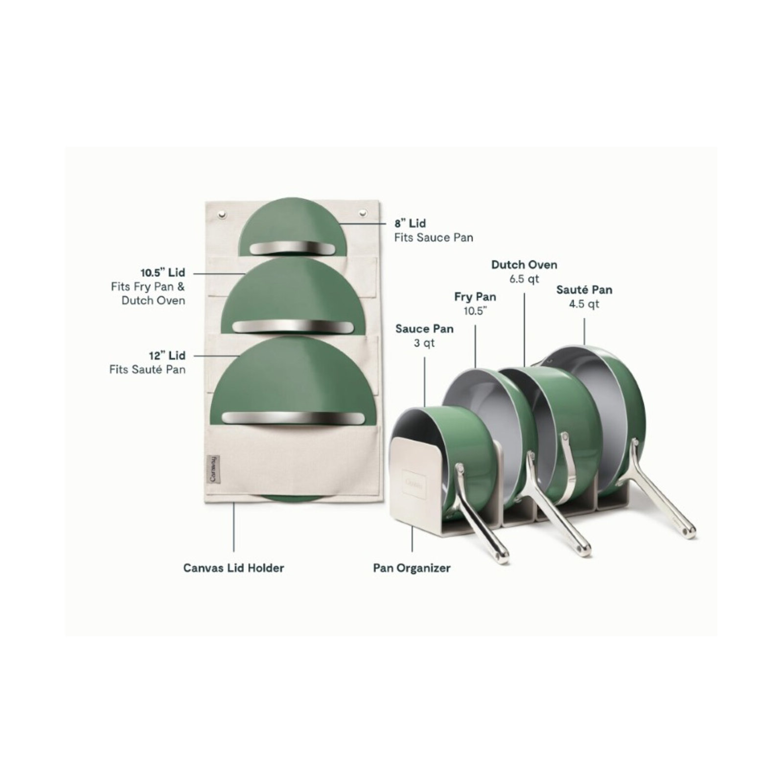 Caraway Non-Toxic Ceramic Nonstick Cookware Set, Sage