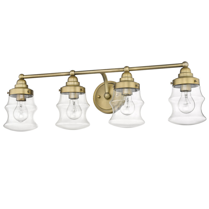 4 - Light Dimmable Vanity Light, Antique Brass