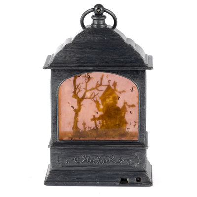 9 Inch purple Lighted Spinning Smoky Halloween Water Globe Lantern