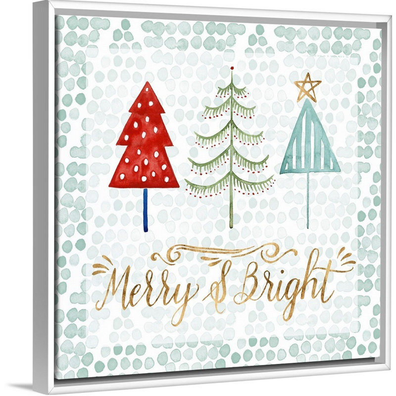 Reproduction d’art textuel sur toile, "Christmas Tree whimsy III" par Grace Popp, H 18 po x l 18 po x P 1,75 po, Cadre blanc