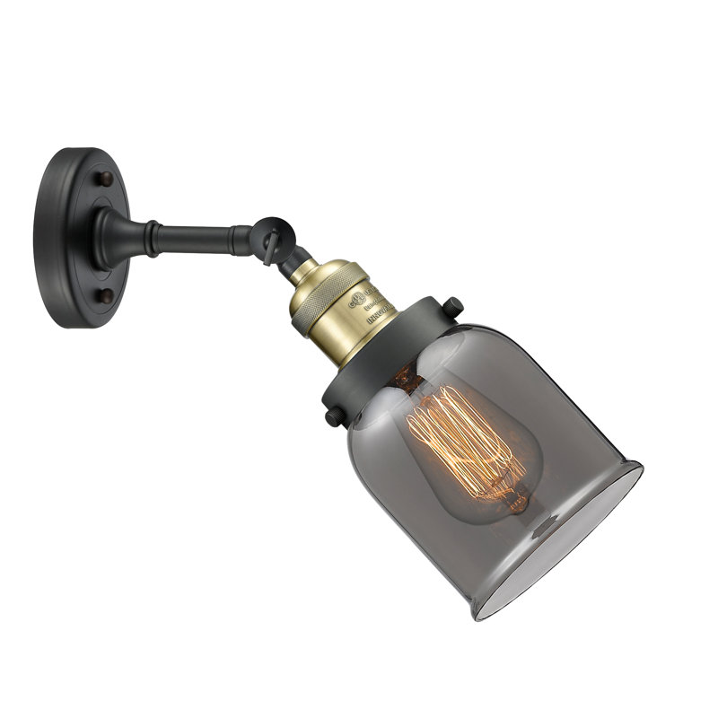 Applique murale 1 lumière 8 po Bell, Plaqué couleur fumée, Laiton antique noir, Ampoule non incluse