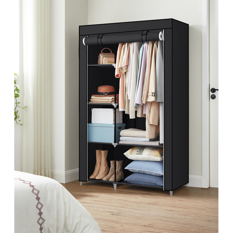 Aliyiah 105cm Portable Wardrobe, Black