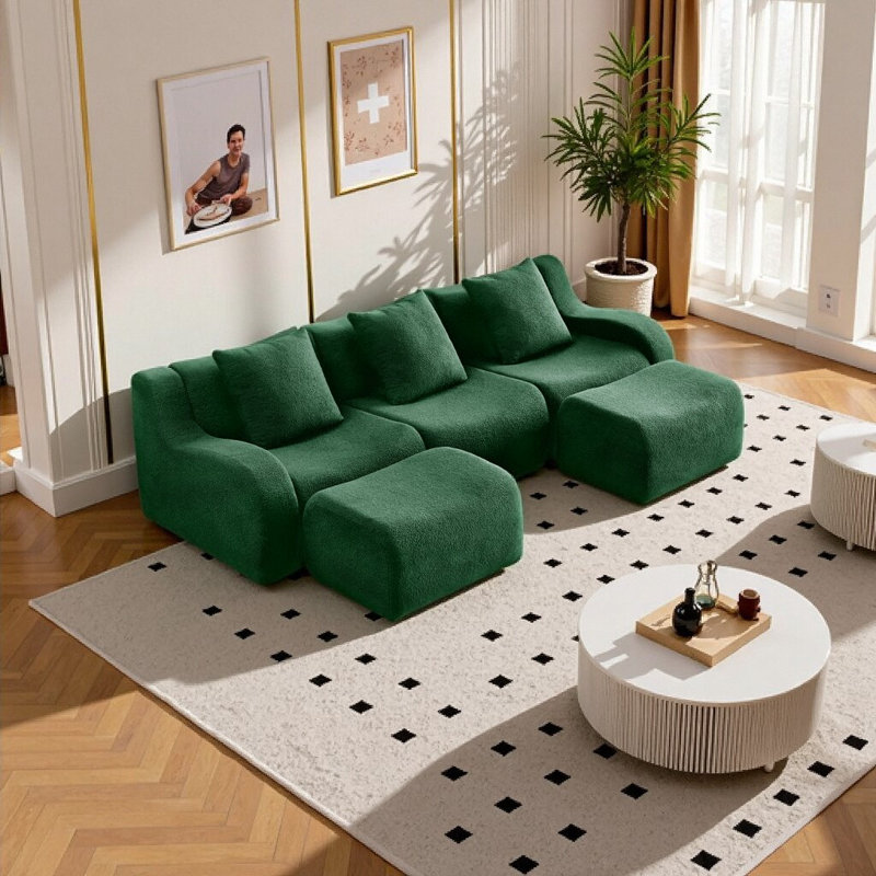 Canapé modulaire en U avec tissu en peluche et méridienne - sans assemblage, conception antidérapante, confort semblable à un nuage