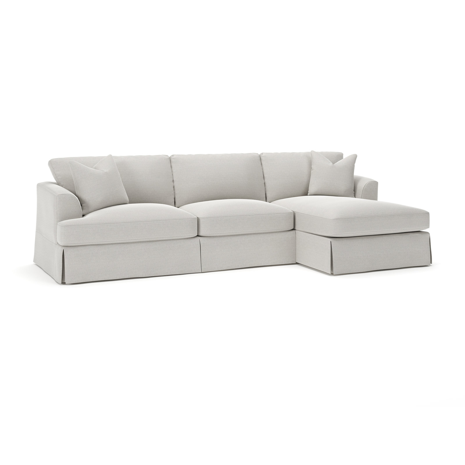 Lucia Chaise Sectional, Right Hand Facing, Drusky Ivory Sustain® Basketweave