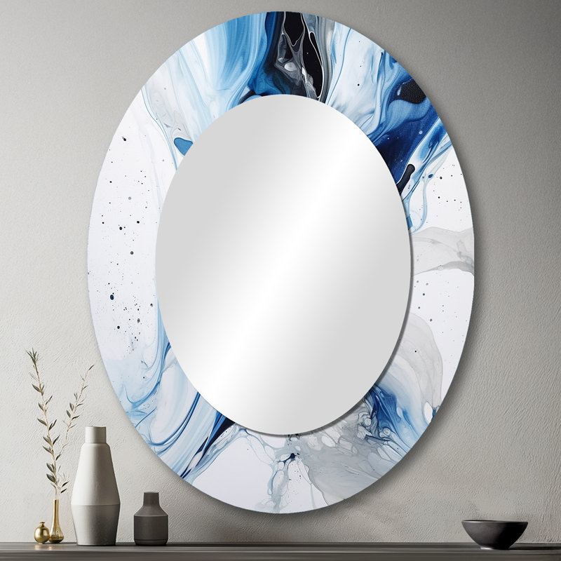 Miroir mural moderne bleu et gris Elixir I - Bleu, 43 po x 33 po