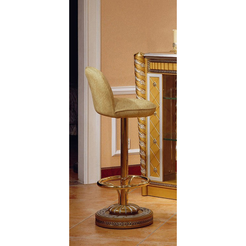 Zeus Swivel Bar Stool, Beige Genuine Leather