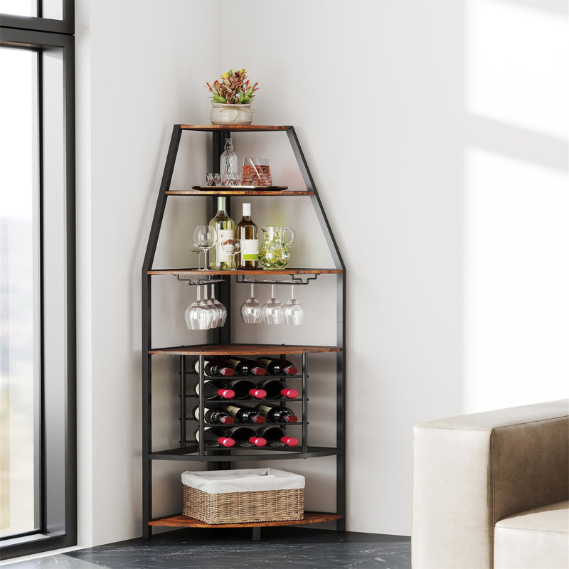 Open Shelving Wine Bottle Rack Brown