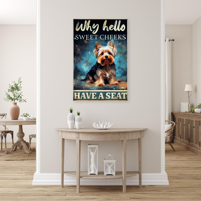 Yorkshire Terrier Have A Seat - 1 pièce, reproduction d'art graphique sur toile tendue, H 14 po x l 11 po x P 1,25 po