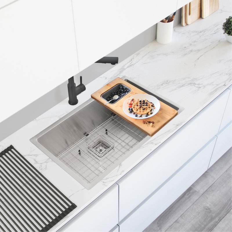 Ensemble de planche à découper en bambou avec 1 bac pliable Core Workstation, l 8,5 po x L 18 po