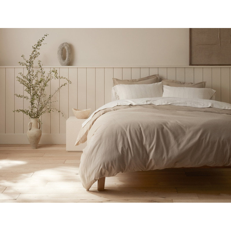 Ensemble de draps en flanelle Cloud Cloud, Ensemble de draps pour grand lit avec 2 taies d'or, Chameau bruyère