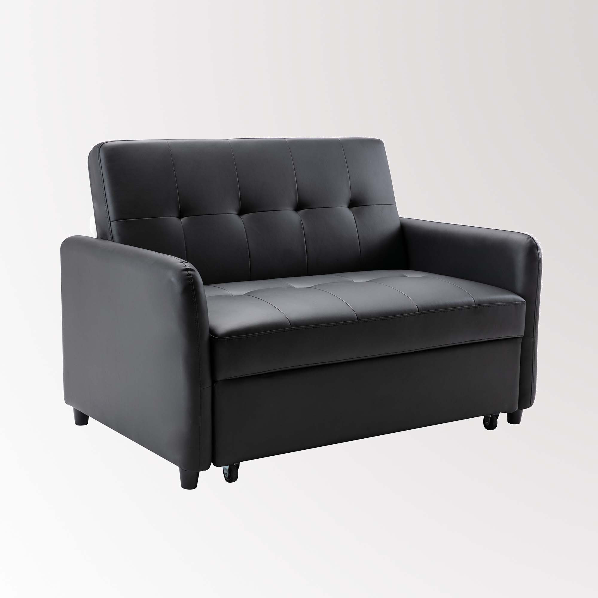 Convertible Memory Foam Futon Sleeper Sofa Latitude Run Leather Type: Black Faux Leather