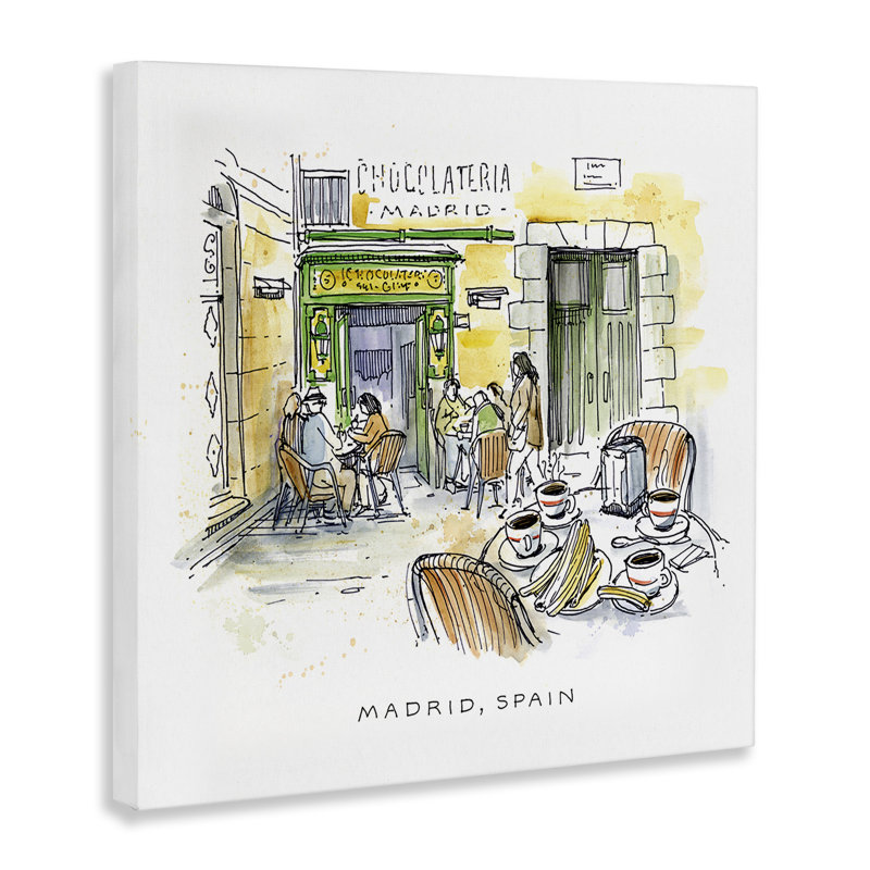 Art mural sur toile Madrid, Espagne par Angela Steahling, H 36 po x l 36 po