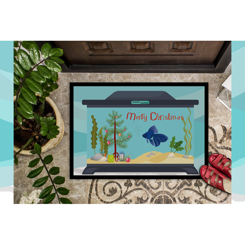 Tapis d'entrée antidérapant Insta, Poisson rouge à queue-de-voile, 18" W x 27" L