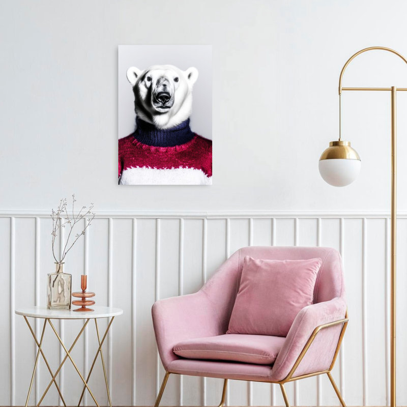 Élégant chandail d'ours polaire, 24" H x 16" W