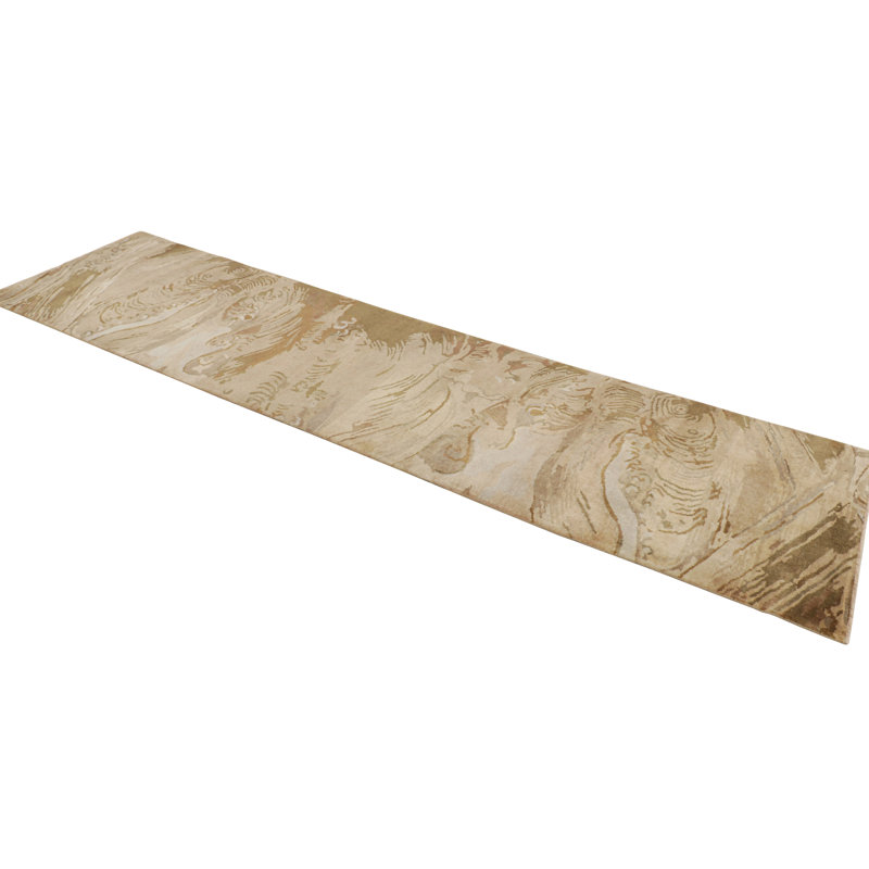 Rug & Kilim’S Chinese Art Deco Style Runner In Beige-Brown Wave Pictorials