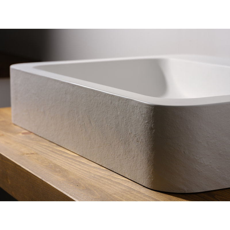 Lavabo pour salle de bain à vasque rectangulaire, Blanc mat