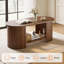 Table basse ovale de 42,51 po avec rangement, table de bout Mid-Century moderne à 2 niveaux pour le salon-61025759-60854645
