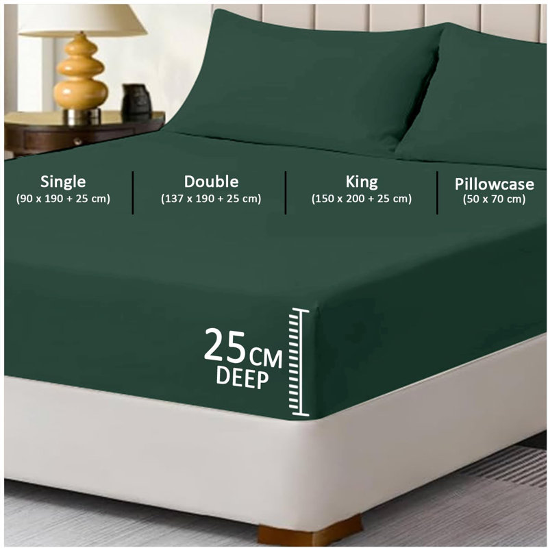 Pack of 4 Plain Dyed Fitted Sheets Microfiber | Soft and Breathable Microfiber Bedding for Ultimate Comfort & Easy Care