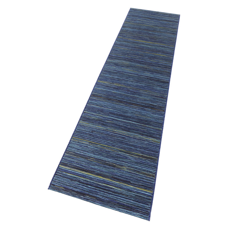 Lotus Flatweave Blue Rug, Runner 80 x 240cm