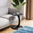 InterGo Modern C-Shaped Side Table for Living Room, Wheeled C Coffee Table, Sofa Table, Wooden End Table, Loiacano Nesting Table, Serving Table (Gray)