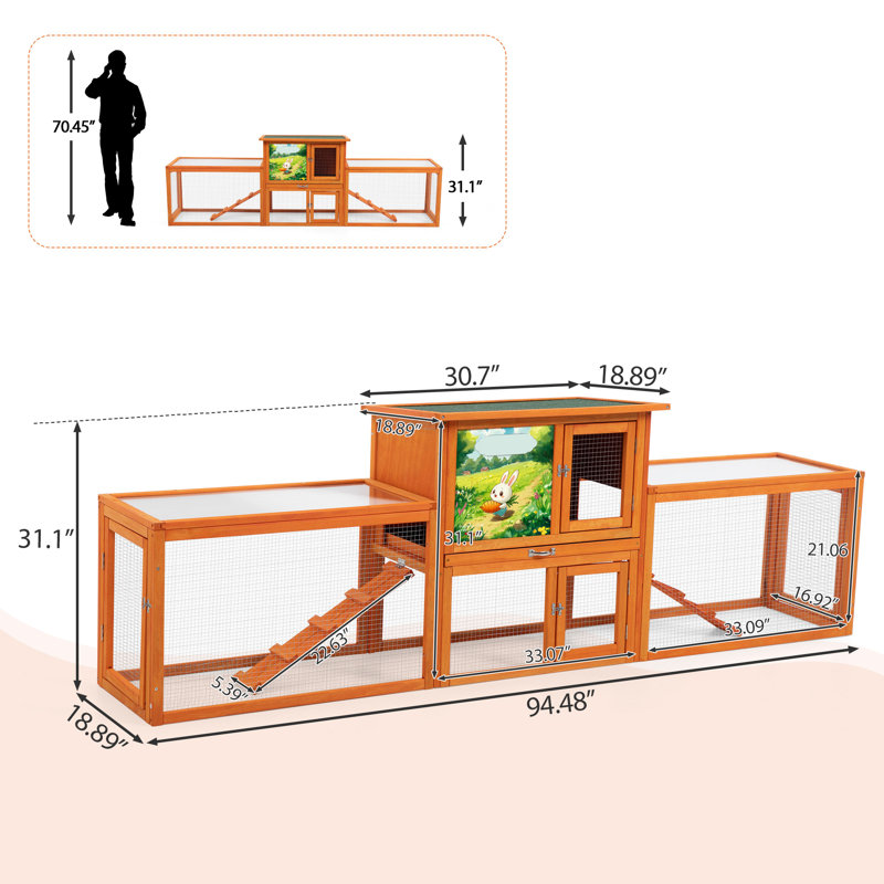 Très grand bahut en bois 94,5 "