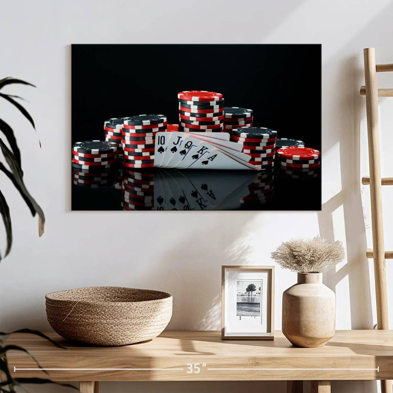 Poker sur toile, H 16 po x l 24 po x P 1,25 po