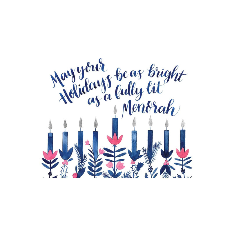 " Boho Hanukkah Collection A " by Grace Popp, Wrapped Canvas, No Mat, 18" H x 26" W x 1.5" D