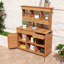 Banc de rempotage spacieux en bois de sapin avec rangement spacieux, tablettes réglables et dispositif de sécurité-750532395