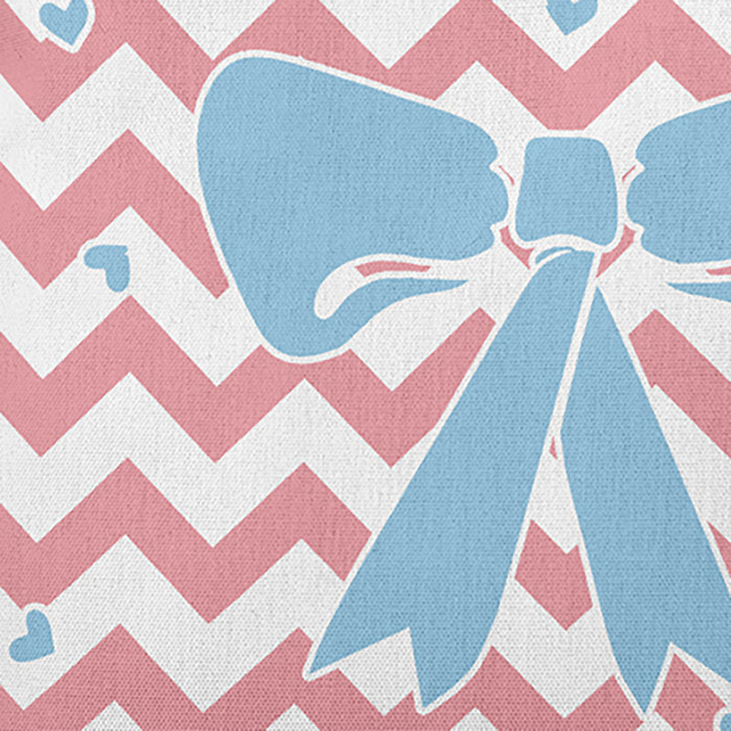 Pink Chevron Bow Polyester Square Indoor/Outdoor Pillow