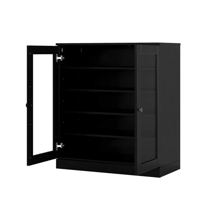 Armoire de rangement pour chaussures 100% en bois massif avec portes réglables et rangement pour chaussures empilable, l 32 po x H 35,75 po