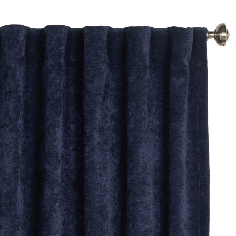 Padma Semi Sheer Curtain Single Panel, Navy