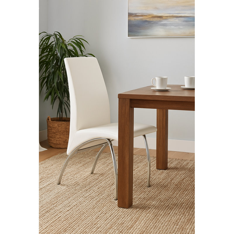 Byrden 18'' H Faux Leather Upholstered Metal Side Chair, White
