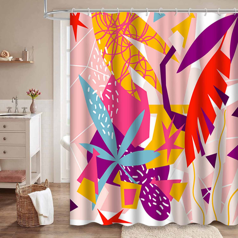 Rideau de douche abstrait à 12 crochets, L 72 po x l 72 po