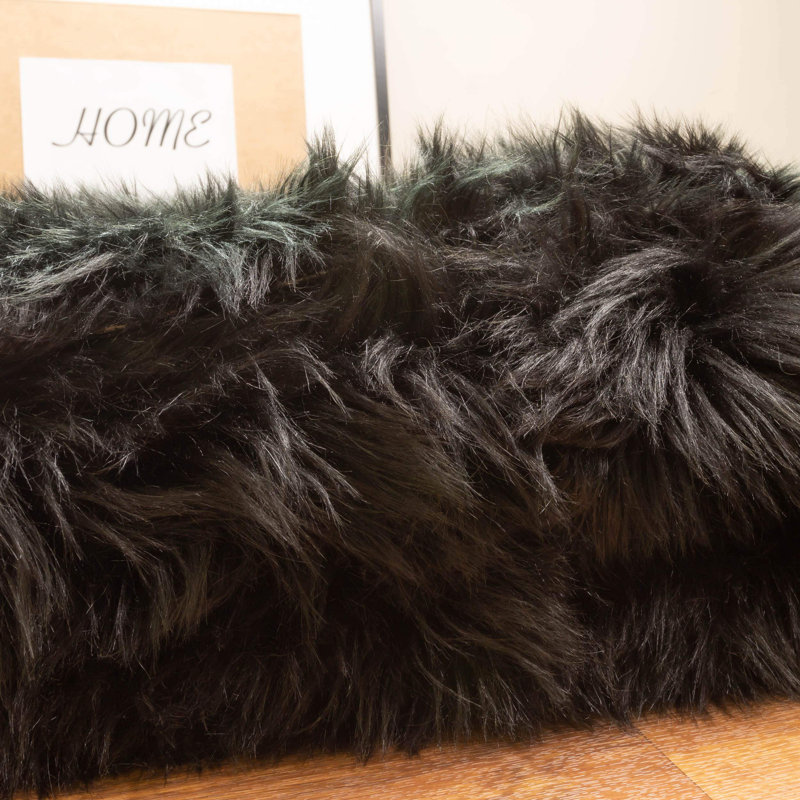 Novelty Faux Fur Rug Sheepskin Shag Rug Fluffy Rug For Kids Room, Bed Room, Living Room In Black , Novelty 2' x 4'