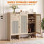 Rattan Shoe Storage Cabinet with Drawer and Doors, Stylish Entryway Organizer