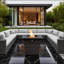 Square Steel Fire Pit with Wicker Base
