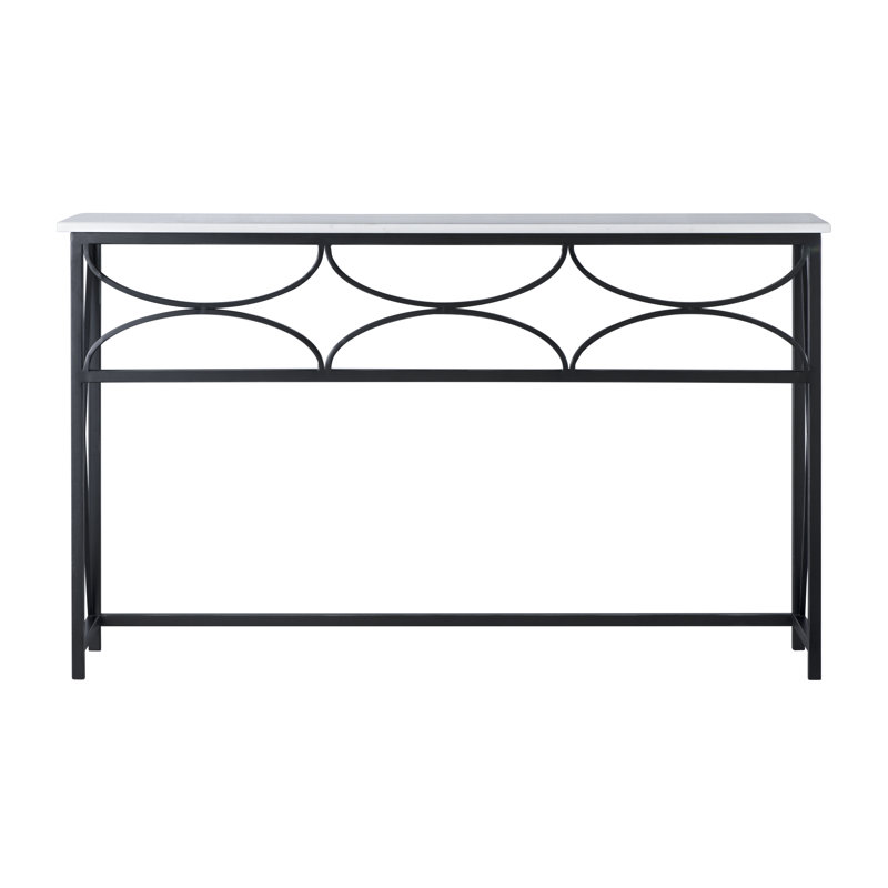 Diamond Console Table, Carrera Marble, Flat Black