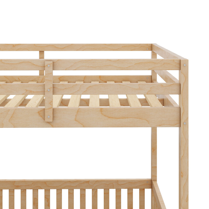 Full Over Full Wooden Bunk Bed With Ladder And Safety Rails, Natural