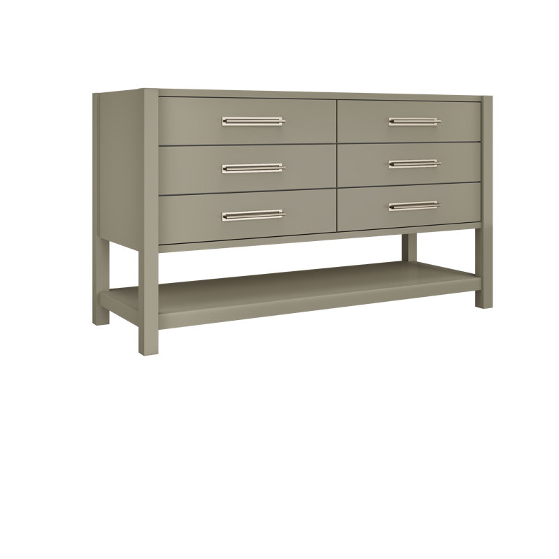 Kiawah Double Drawer Bath Vanity, French Olive, 60", Polished Chrome