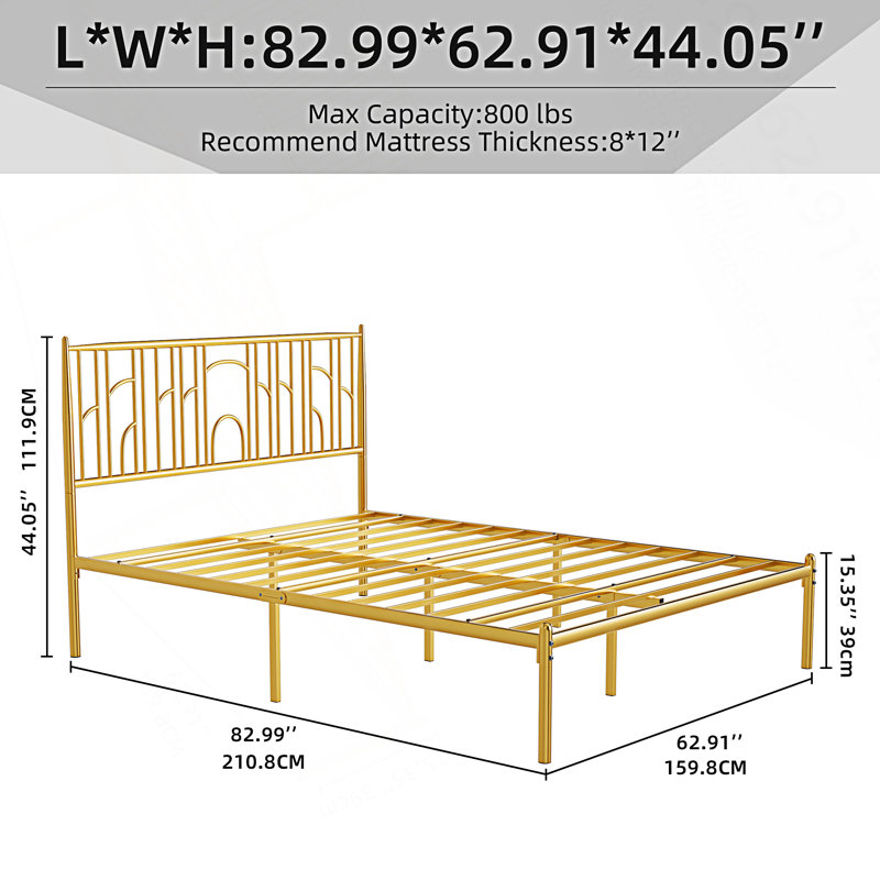 Structure de lit plateforme en métal avec tête de lit Iron-Art