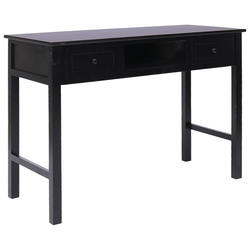 Ro Solid Wood Writing Desk, Black