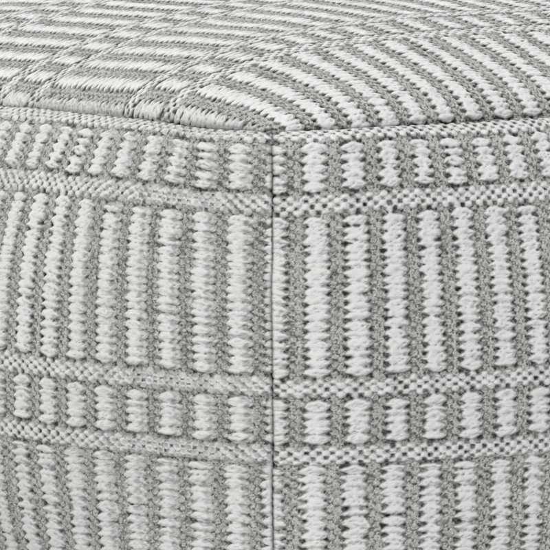 Safford 20"W Woven Recycled Polyester Upholstered Indoor/Outdoor Square Pouf, Gray